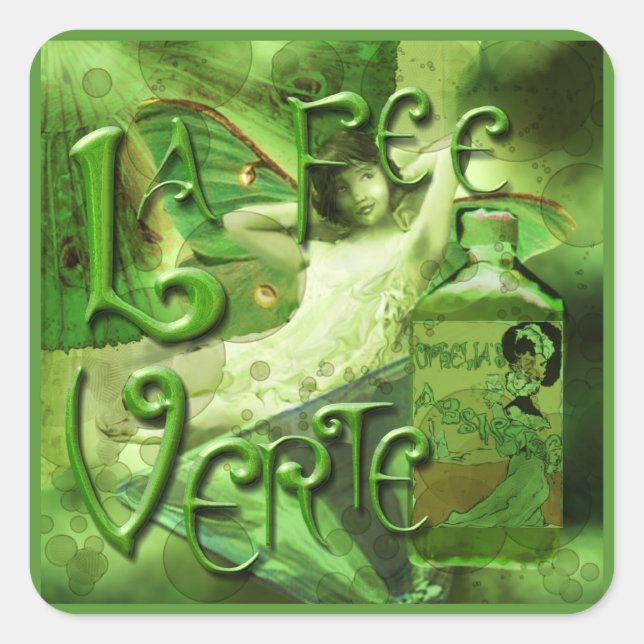 Sticker Carré Green Fairy Splashy Collage IV (Devant)