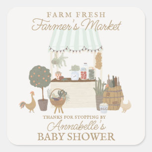 Sticker Carré Green Farmers Market Farm Baby shower frais Favori
