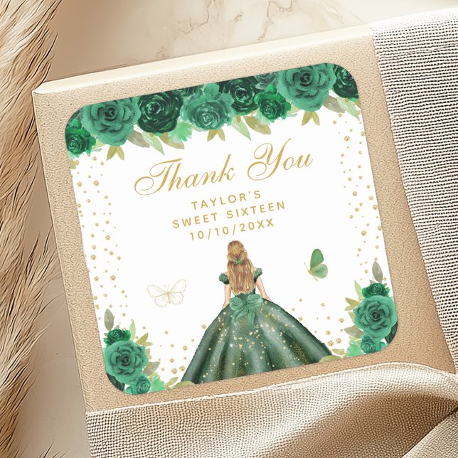 Sticker Carré Green Floral Blonde Cheveux Princesse Sweet sixtee (Créateur téléchargé)