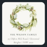 Sticker Carré Green Foliing Winter Wreath Christmas Adresse<br><div class="desc">Si vous avez besoin d'une personnalisation supplémentaire,  n'hésitez pas à m'envoyer un message sur yellowfebstudio@gmail.com .</div>