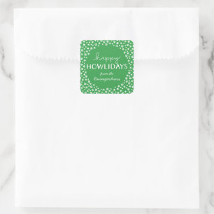 Sticker Carré Green Happy Howlidays Pet Lover Holiday