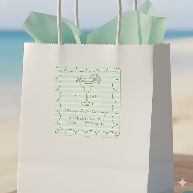 Sticker Carré Green Margs and Matrimony Bachelorette Party  (Créateur téléchargé)