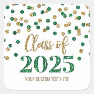 Sticker Carré Green Red Confetti Graduation 2025