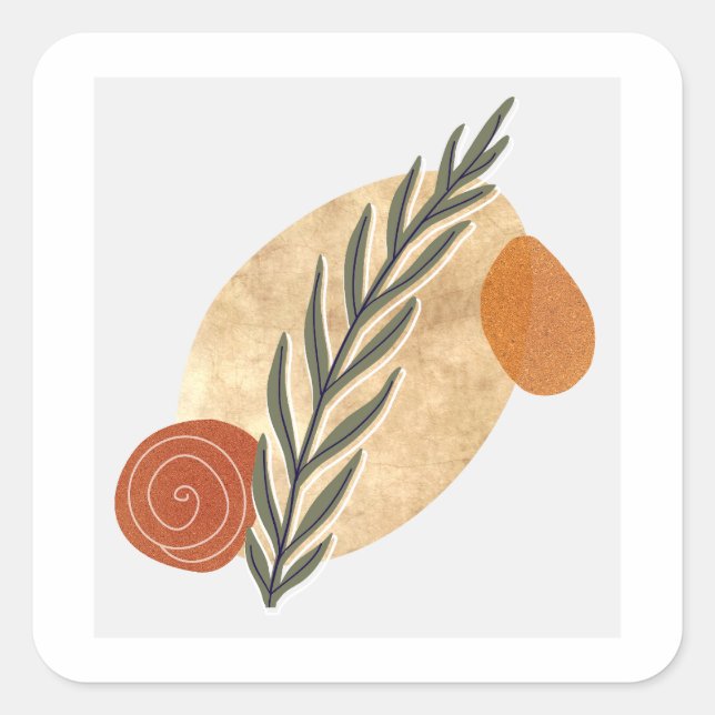 Sticker Carré Green Stalk Boho (Devant)