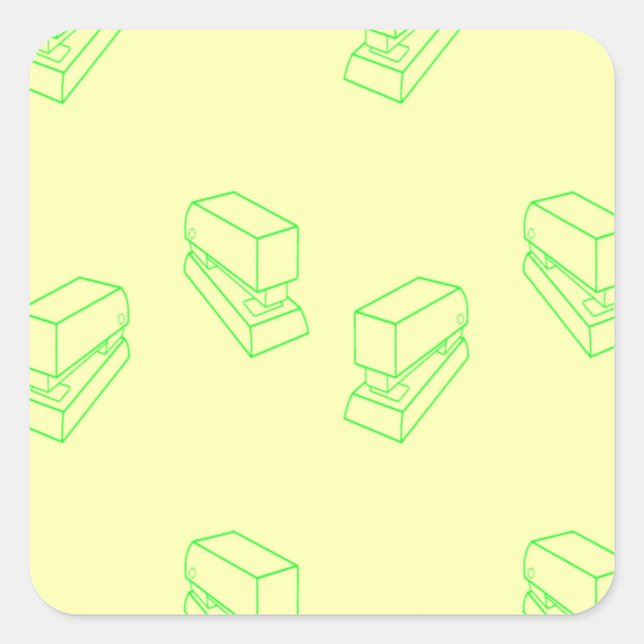 Sticker Carré Green stapler on yellow (Devant)