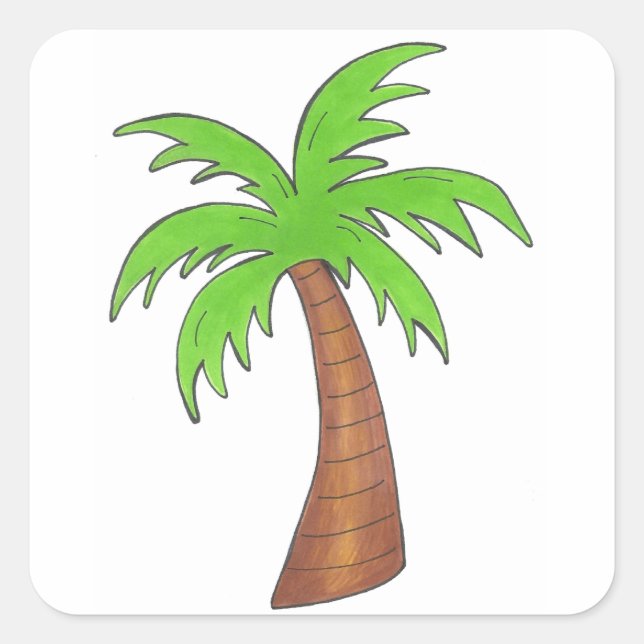 Sticker Carré Green Tropical Island Palm Tree Beach Party (Devant)