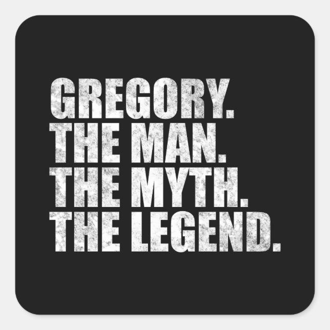 Sticker Carré Gregory name, Gregory The Man The Myth The Legend (Devant)