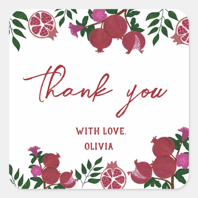 Sticker Carré Grenade Fruite frais Cadeau d'anniversaire (Devant)