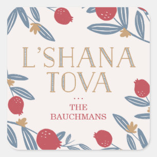 Sticker Carré Grenade Rosh floral Hashanah