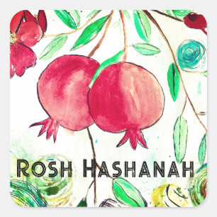 Sticker Carré Grenade Rosh Hashanah Fruit Shana Tova