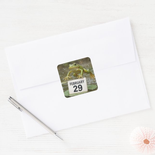 Sticker Carré Grenouille année bissextile d'anniversaire (Enveloppe)