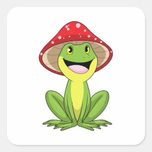 Sticker Carré Grenouille au champignon