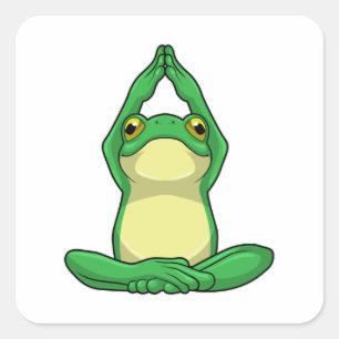 Sticker Carré Grenouille au yoga en jambe croisée