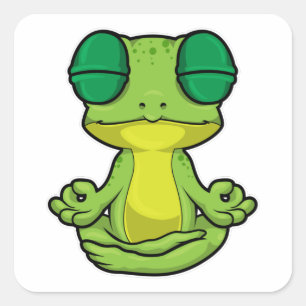 Sticker Carré Grenouille au yoga en jambe croisée