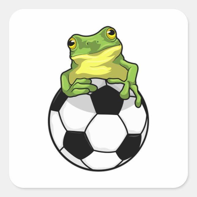 Sticker Carré Grenouille avec balle de football (Devant)