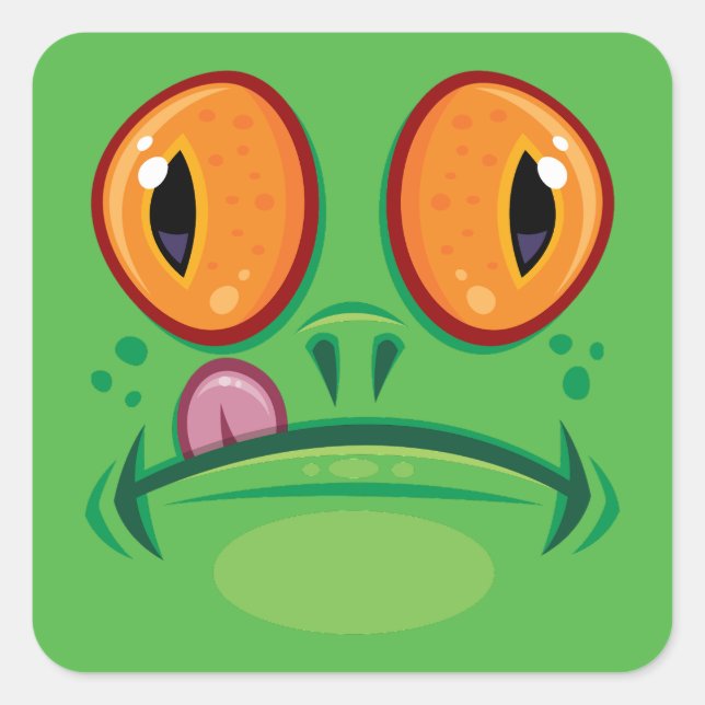 Sticker Carré Grenouille avec dessin sur la langue (Devant)