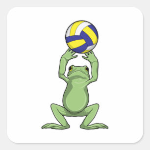 Sticker Carré Grenouille avec volleyball