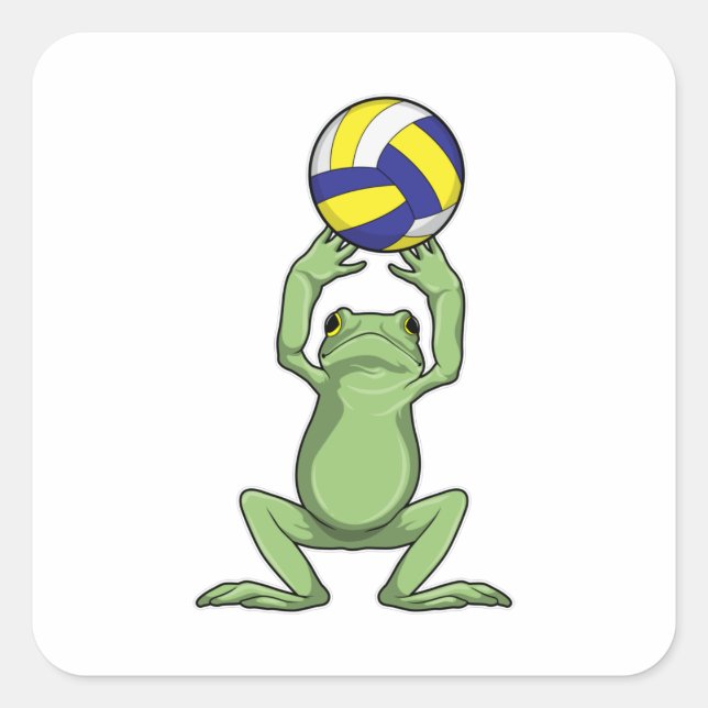 Sticker Carré Grenouille avec volleyball (Devant)