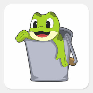 Sticker Carré Grenouille dans seau