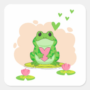 Sticker Carré Grenouille de la Saint-Valentin