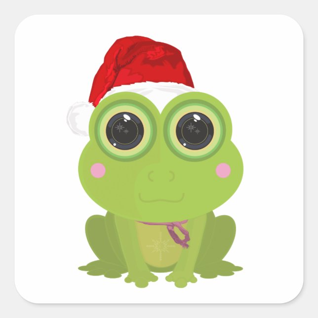 Sticker Carré Grenouille de Noël (Devant)