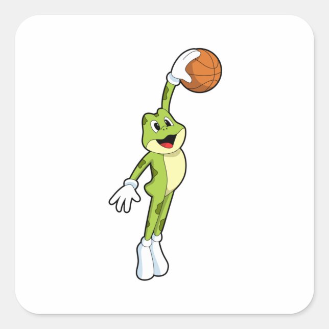 Sticker Carré Grenouille en tant que joueur de basket-ball avec  (Devant)