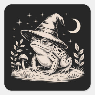 Sticker Carré Grenouille ensorcelée Halloween vintage Goblincore