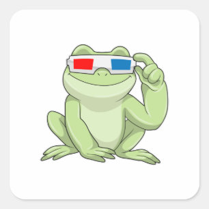 Sticker Carré Grenouille Glasses