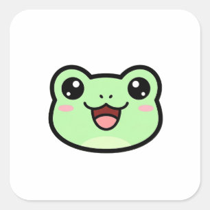 Sticker Carré Grenouille heureuse – Illustration mignonne Kawaii