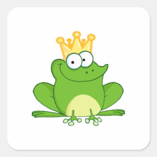 Sticker Carré Grenouille King Grenouille Couronne Green Cute Car