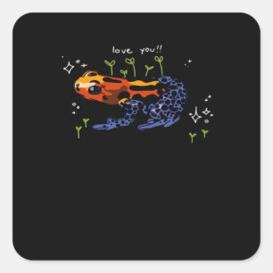 Sticker Carré Grenouille qui t'aime dans un style classique simp