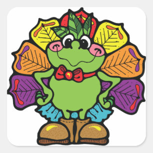 Sticker Carré Grenouille Turquie de Thanksgiving
