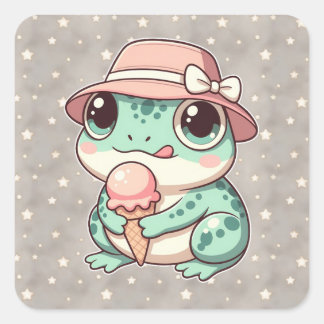Sticker Carré Grenouille verte