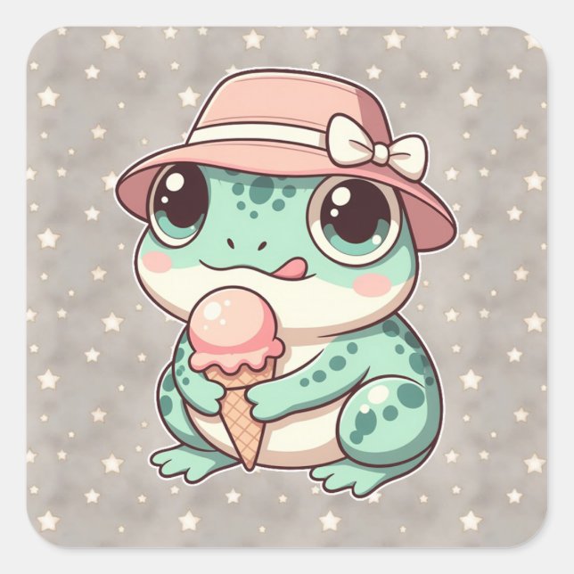 Sticker Carré Grenouille verte (Devant)