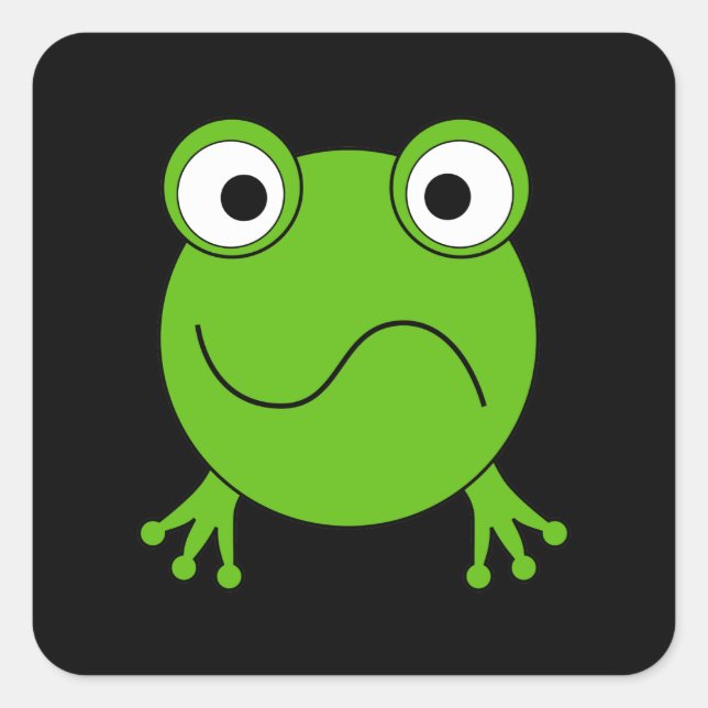 Sticker Carré Grenouille verte. A l'air confus. (Devant)
