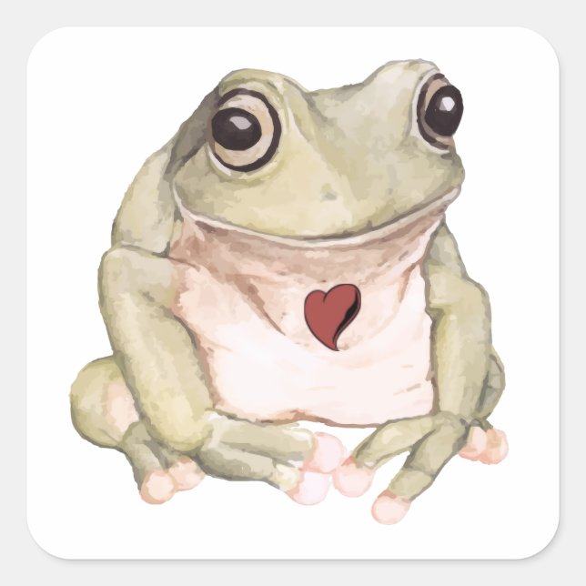 Sticker Carré Grenouille verte dessinée à la main (Devant)