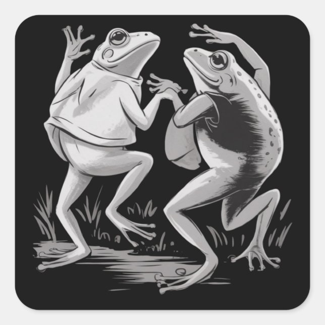 Sticker Carré Grenouilles dansantes Toad Goblincore Dark Academi (Devant)