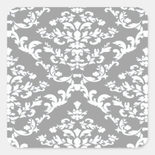 Sticker Carré Grey Bold Damask sur Emporiomoffa