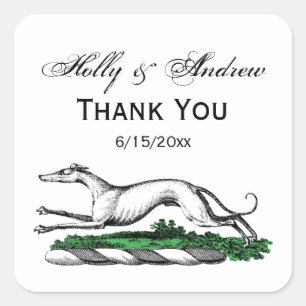 Sticker Carré Greyhound Whippet à la tête d'un emblème de crête
