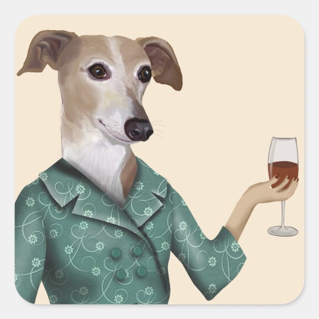 Sticker Carré Greyhound Wine Snob (Devant)