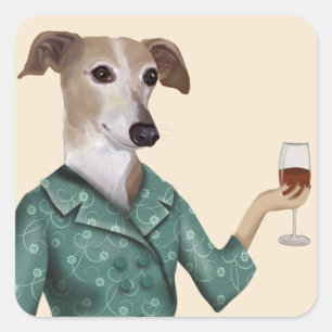 Sticker Carré Greyhound Wine Snob