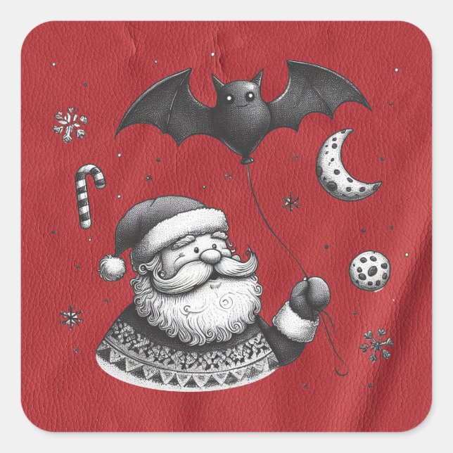 Sticker Carré Griffes du Père Noël Rouge (Devant)