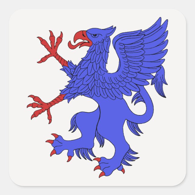 Sticker Carré Griffin Rampant Azure (Devant)