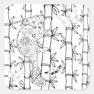 Sticker Carré Griffonnage de caméléon