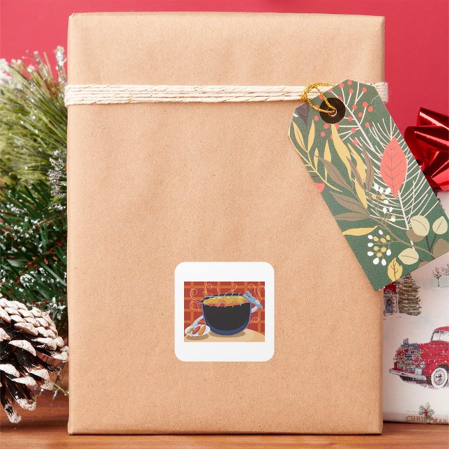 Sticker Carré Grillades au barbecue avec des tongues et des broc (Créateur téléchargé)