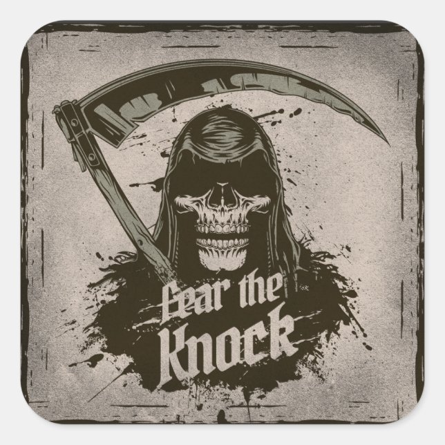 Sticker Carré Grim Reaper Craindre le coup (Devant)