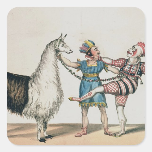 Sticker Carré Grimaldi et l'Alpaca, dans le Pantomime populaire (Devant)