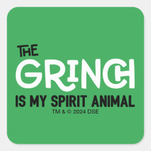 Sticker Carré Grinch est mon Animal Spirituel
