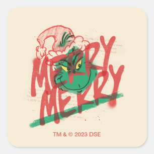 Sticker Carré Grinch   Grunge Graphique Joyeux Joyeux