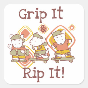 Sticker Carré Grip It et Rip It Skateboard